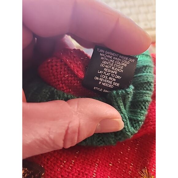 Kohl's Ugly Christmas Sweater 33 Degrees sz S Red & Green Bells Pom Poms - Picture 9 of 9